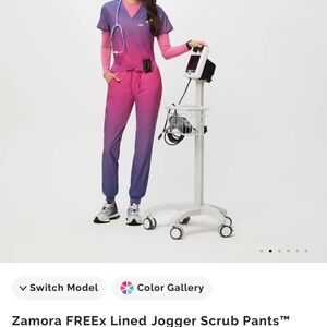 Figs Sunset Ombré lined Large Scrub Top and Pant (L)